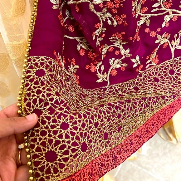 New Pakistani Indian Ethnic shalwar kameez burgundy color with beautiful  #351 - Picture 11 of 15